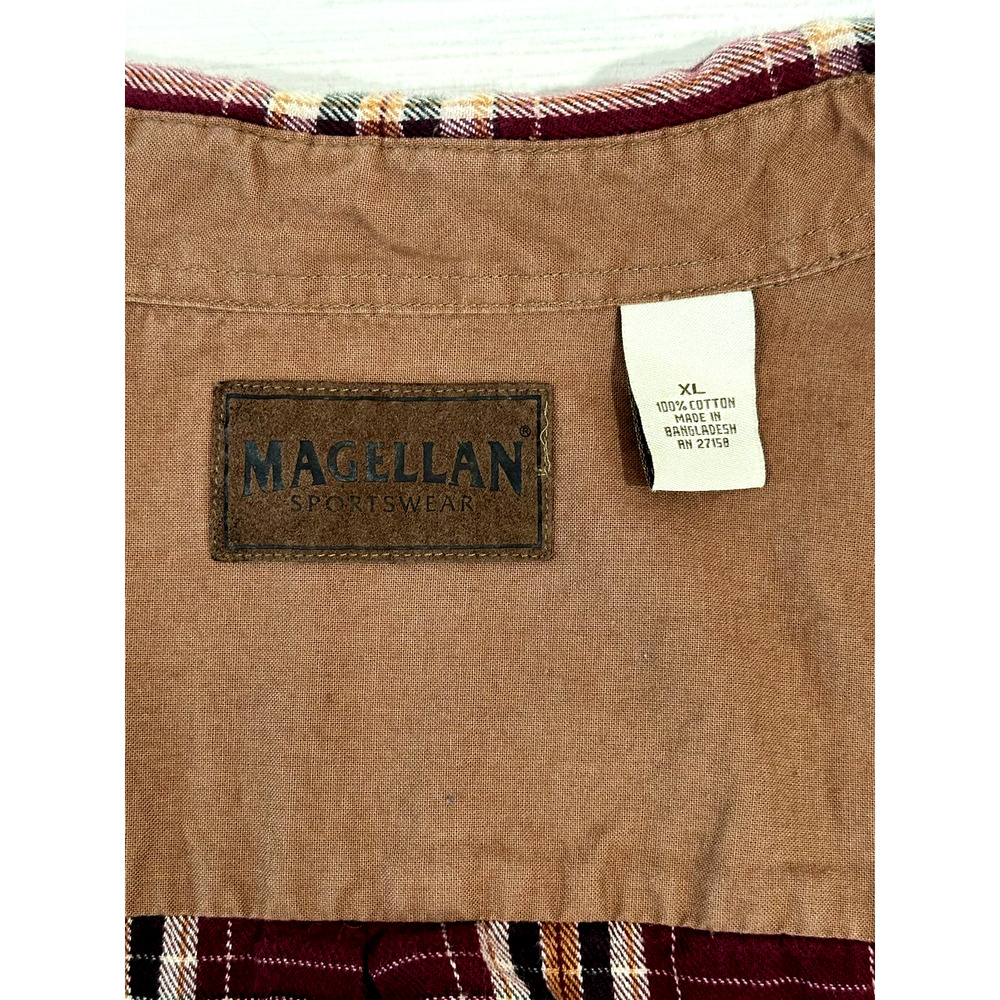 Magellan Sportswear Men’s XL Burgundy Plaid Flannel Long Sleeve Shirt - Picture 8 of 10